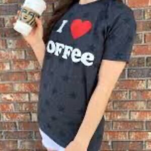 Oliver + Otis Black I ♥️ Coffee Graphic Tee Sz L